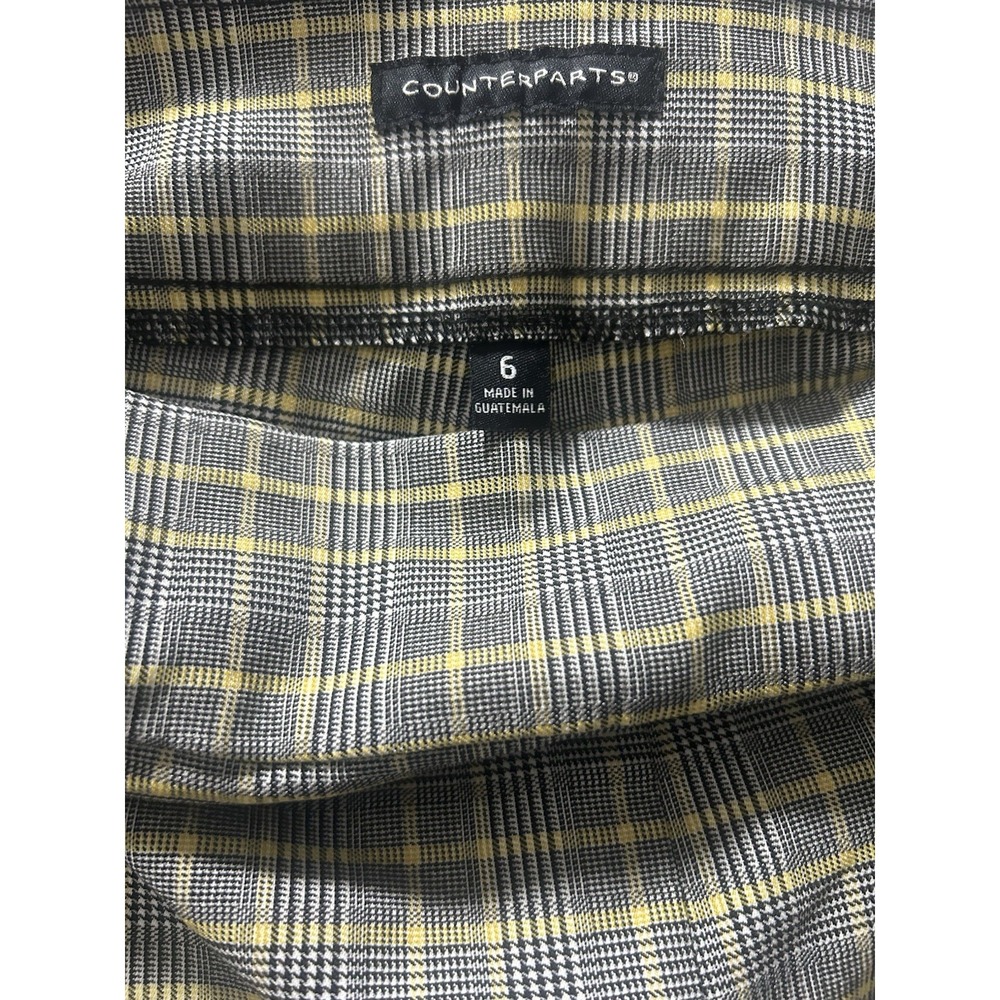 Counterparts Plaid Cigarette Pants Size 6 Gray Yellow Windowpane Ankle Workwear - Picture 7 of 8